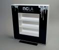 Counter Display; Expanded PVC; Black Acrylic; Silkscreened One-Color; CNC Routed; Assembled & Solvent Welded